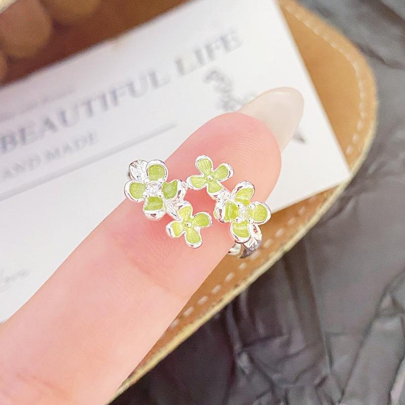 Small Fresh Enamel Dripping Oil Camellia Butterfly Opening Ring Cool Feeling Niche Light Luxury High Sense Ring Women'S Model