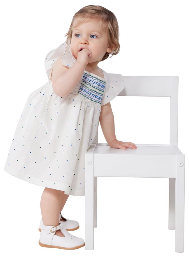Frilled Dress and Bloomer Set A0CD5 12 Months 74cm [Petit Bateau] Off-white/multi-color