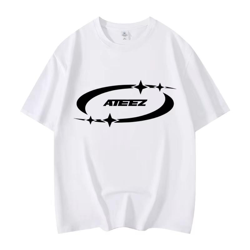 Kpop ATEEZ Tričko s potiskem loga Your Fantasy World Tour Krátký rukáv Pánské Dámské Ležérní Bavlněná Trička Streetwear