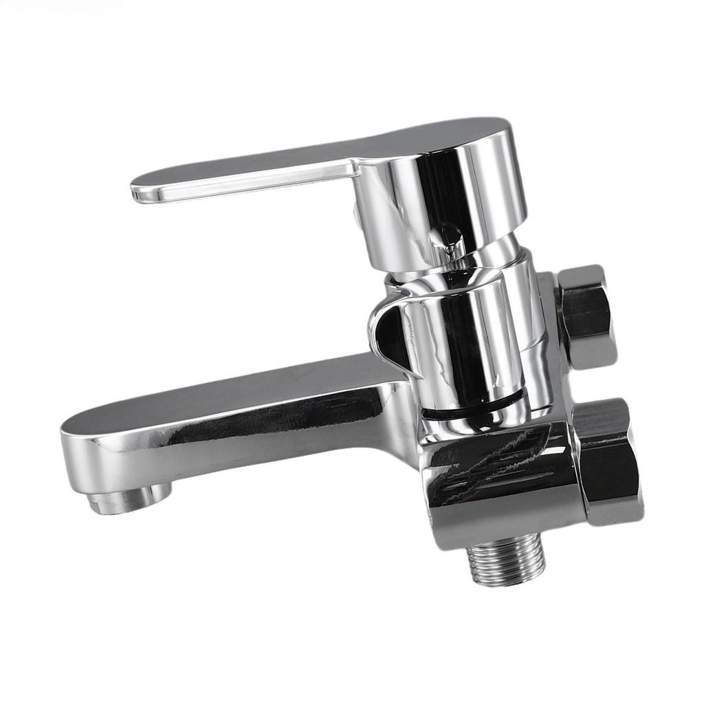 Household Dual Control Shower Faucet Silver Hot and Cold Water Mixer Bathroom Brass Bathtub Tap