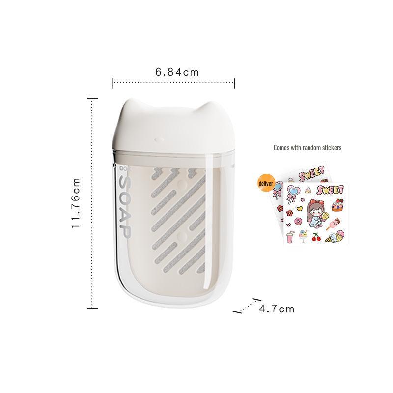 Compact Cat-Themed Portable Soap Box with Draining Lid