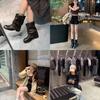 Grape Mother Studiolee Wasteland Wind Thick Bottom Heightening Width Big Tube Circumference Pile Boots Western Short Boots Women Autumn and Winter