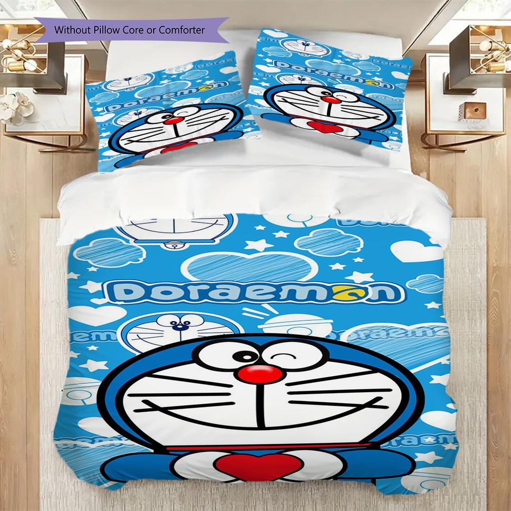 Doraemon Set Comfortable Sleep Threepiece Set 1 Duvet Cover 2 Pillowcase Without Core Duvet Cover And Pillowcase Christmas Birthday Gift