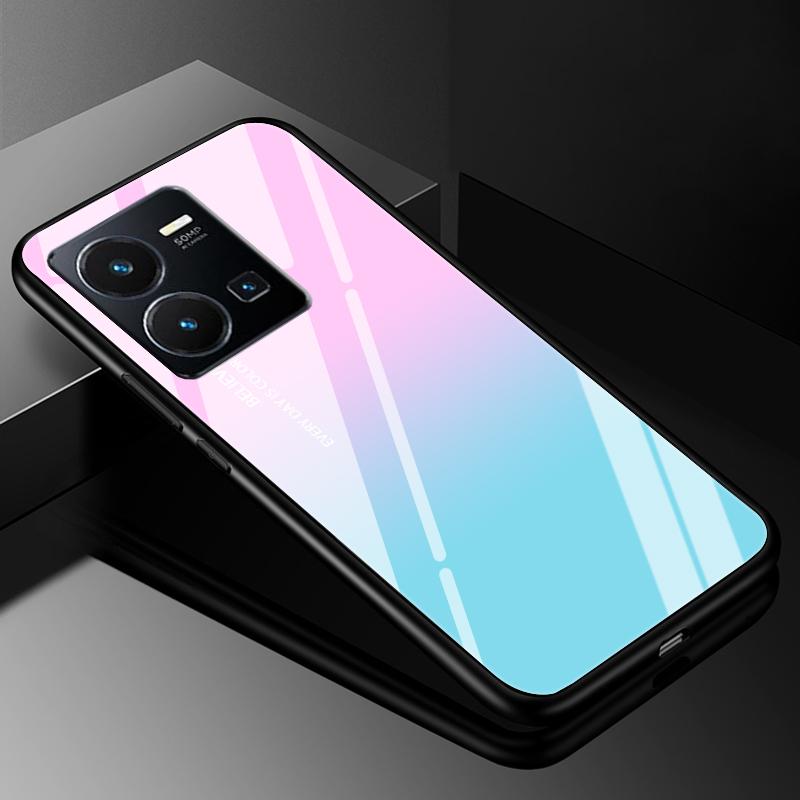 For VIVO Y35 2022 Case Cover Tempered Glass Cases for Vivo V21 5G 4G V21E Y11S Y12S Y20S V20 SE Y03 V2022 V2023 Hard Back Bumper