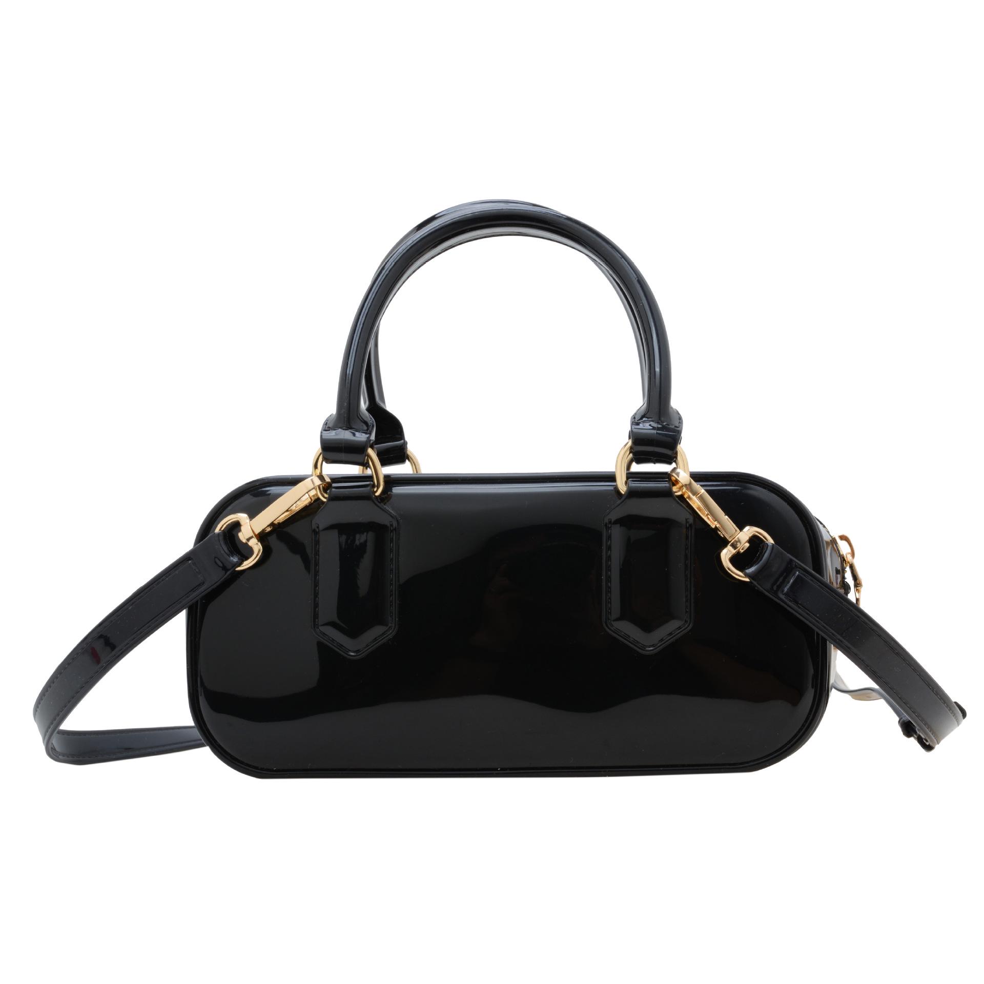 

2025 Модная сумка-подушка через плечо из ПВХ-желе карамельного цвета - Большая вместительная женская сумка 22x8x10 cm чёрный