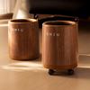 Chinese Retro Imitation Wood Grain Trash Can - Double Layer, Large Capacity, Wheeled for Living Room or Office.