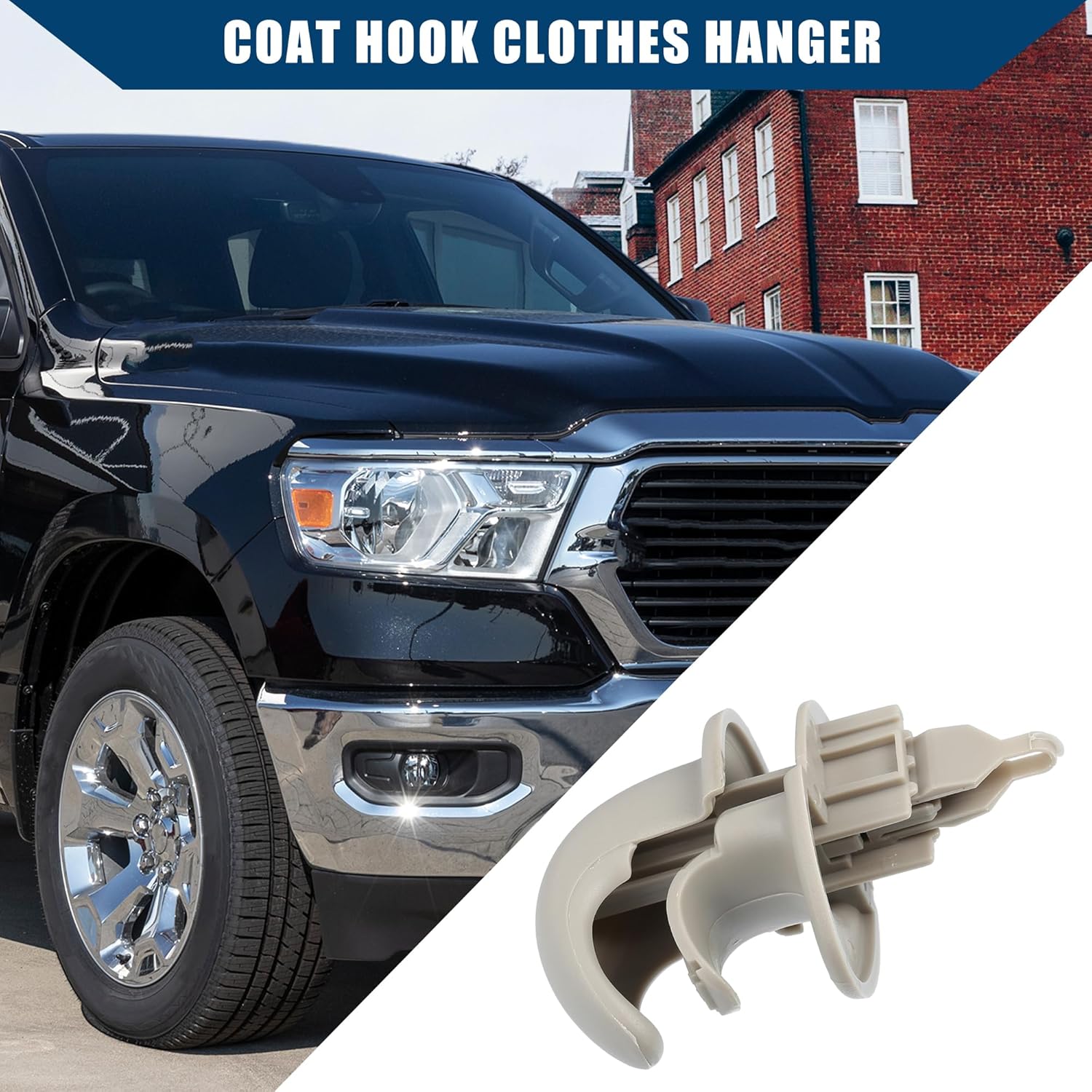 

No.5HT25TL2AD Coat Hook Clothes Hanger for Dodge for Ram 1500 2002-2005 for Dodge for Ram 2500 2003-2005 / Front/Durable Plastic / 1 Pc Gray