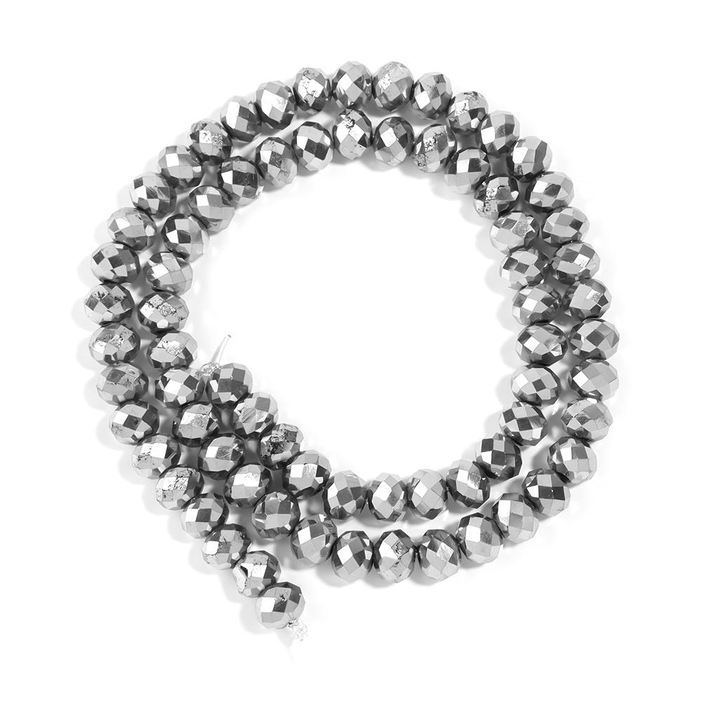 60-130PCS 3/4/6/8/10mm Plated Color Faceted Crystal Glass Beads Abacus Beads Round Flat Loose Spacer Beads For Jewelry Making