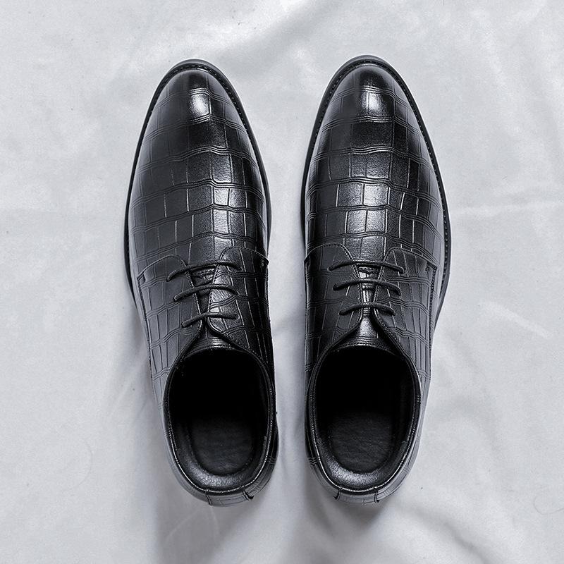 

2025 новые мужские кожаные туфли деловые деловые кожаные туфли на осень и зиму для свадьбы жениха шафера свадебные туфли 12251-R 44 чёрный