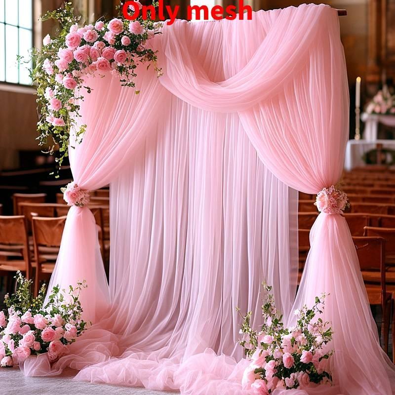 

Wedding Event Tulle Drapery With Needlework Craft For Outdoor Party Backdrop And Arch 160x215cm