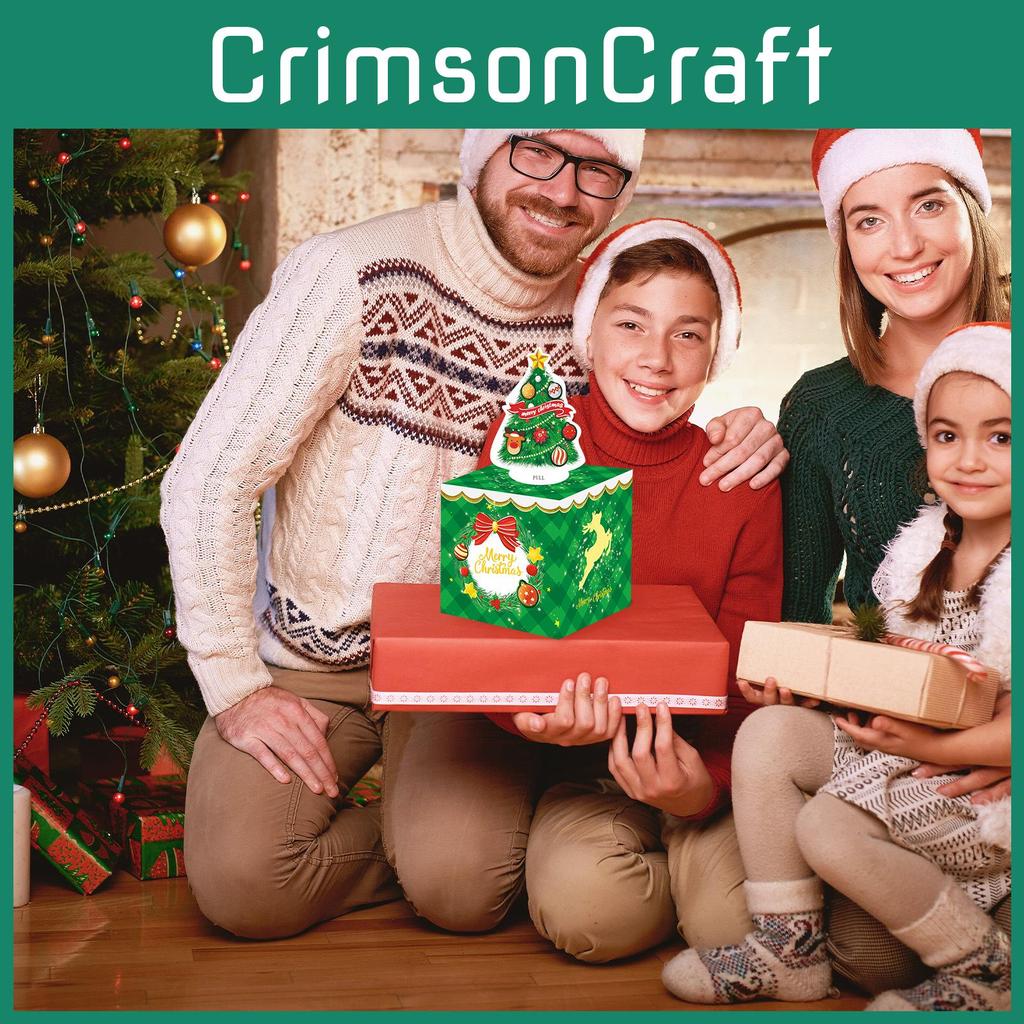 Christmas Tree Green Themed Pattern Gift Box Christmas And Party Events Decor