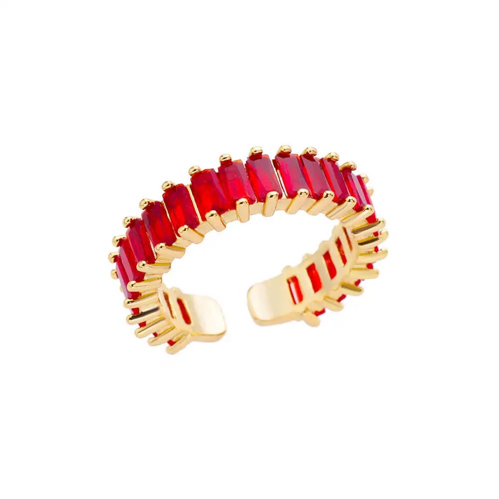 Geometric Colorful Zircon Gold Ring for Women