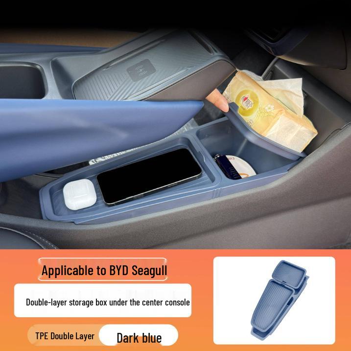 BYD Seagull Center Console Lower Storage Box Organizer - Durable TPE Double Layer Holder