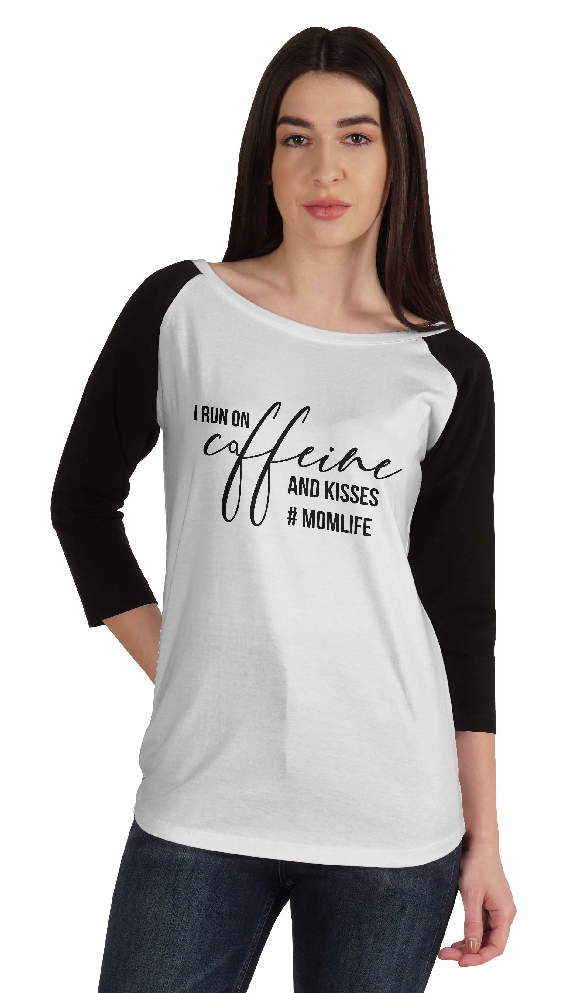 

Inkmeso I Run On Caffeine And Kisses #Momlife Жіноча футболка з графічним малюнком XXL білий