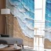 Coastal Ocean Waves Beach Blue Wave Gradient Sheer Curtains for Kids Bedroom Living Room Voile Window Curtains Tulle Drapes