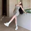 Fake Two-piece Striped Suspender Dress Women's Summer Sweet Babes Sexy Hip Skirt High Cold Imperial Sister Wind Tube Top Skirt