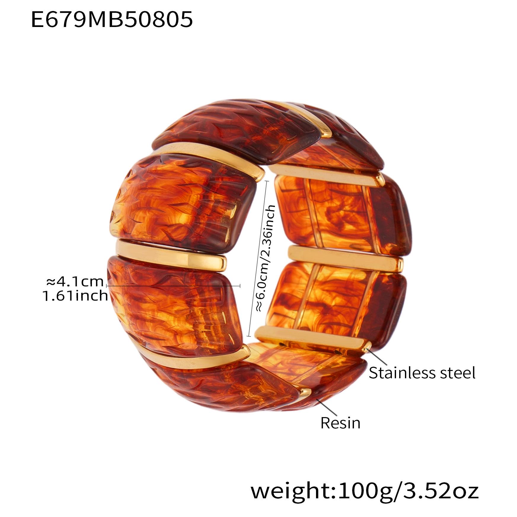 Qiong Yao Irregular Texture Resin Stretch Bracelet, 18k Gold-Plated, Multi-Color, Non-Fading.
