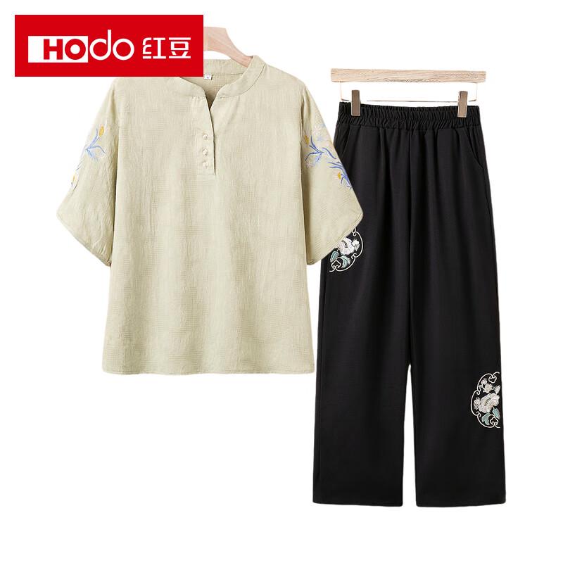 

Женский комплект из хлопка и льна в новом китайском стиле, футболка с рукавом 3/4 и брюки 3XL