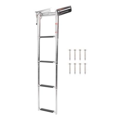 Escalera de Cubierta de 4 Pasos Plegable Telescópica Escalera de Barco Pedal Acero Inoxidable 304 Con Cuerda de Retención