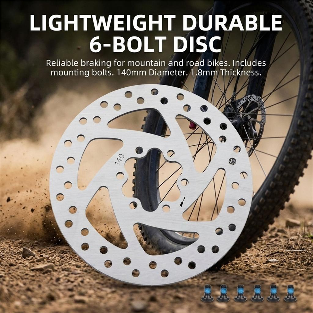Six-Bolt Disc Brake Rotor for Mountain Bikes Oil Brake System Heat Dissipation Durable