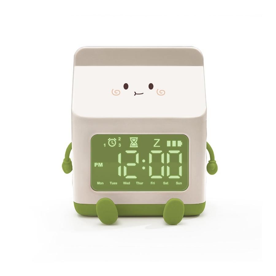 1pc new multi-functional LED milk carton alarm clock, can display the time/date, with voice control mode