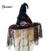 Party Favors for Festivals Punk Skeleton Hand Witch Hat with Spider And Veil, Black Large Stylish Headwear Wizard Costume Accessory Adults, Carnival,