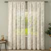 Sheer Lace Curtains for Bedroom Ivory Elegant Grommet Curtains Scalloped Edges Floral Kitchen Window Curtains  Panels Drape Soft