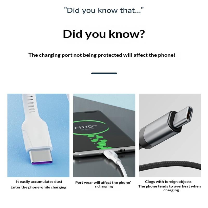 3/15Pcs For Ios Lighting Type-C Data Cable Silicone Dust Plug Anti-Lost Dustproof Data Cord Protective Cap Typec Charging Port