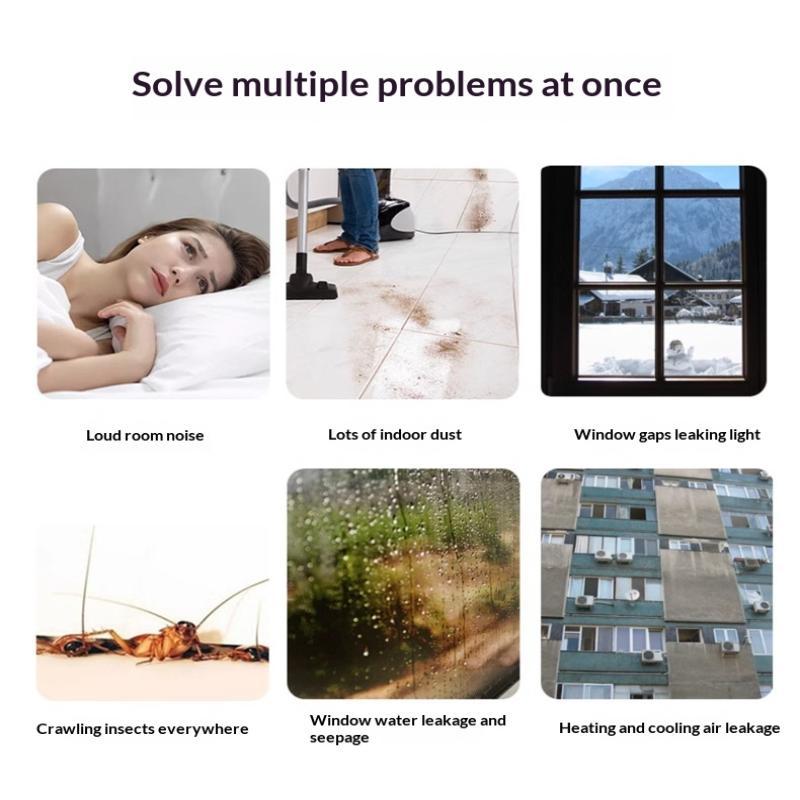 Seal Strip Set Windproof Soundproof Dustproof Self Adhesive Weather Stripping for Sliding Windows Doors Home Office Use