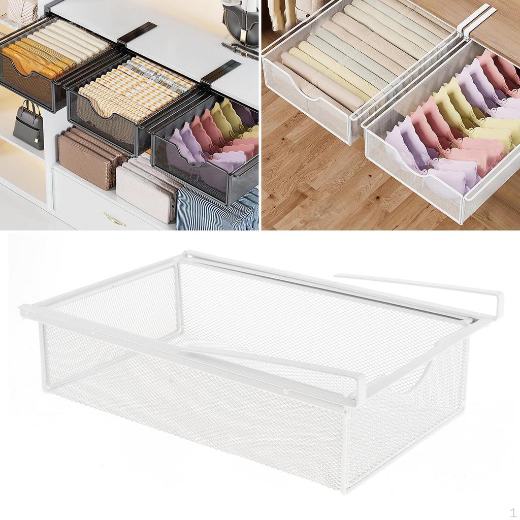 Under Cabinet Hanging Drawer Closet Organizer Container Portable Pull Out Basket for Office