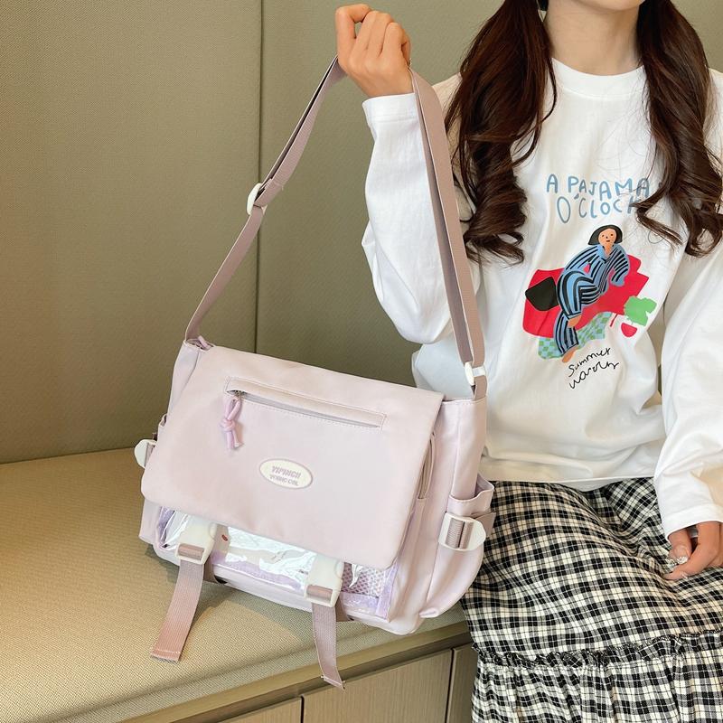 College Style Women's Crossbody Bag Student's Large Capacity Messenger Bag Color Contrast Shoulder Bag