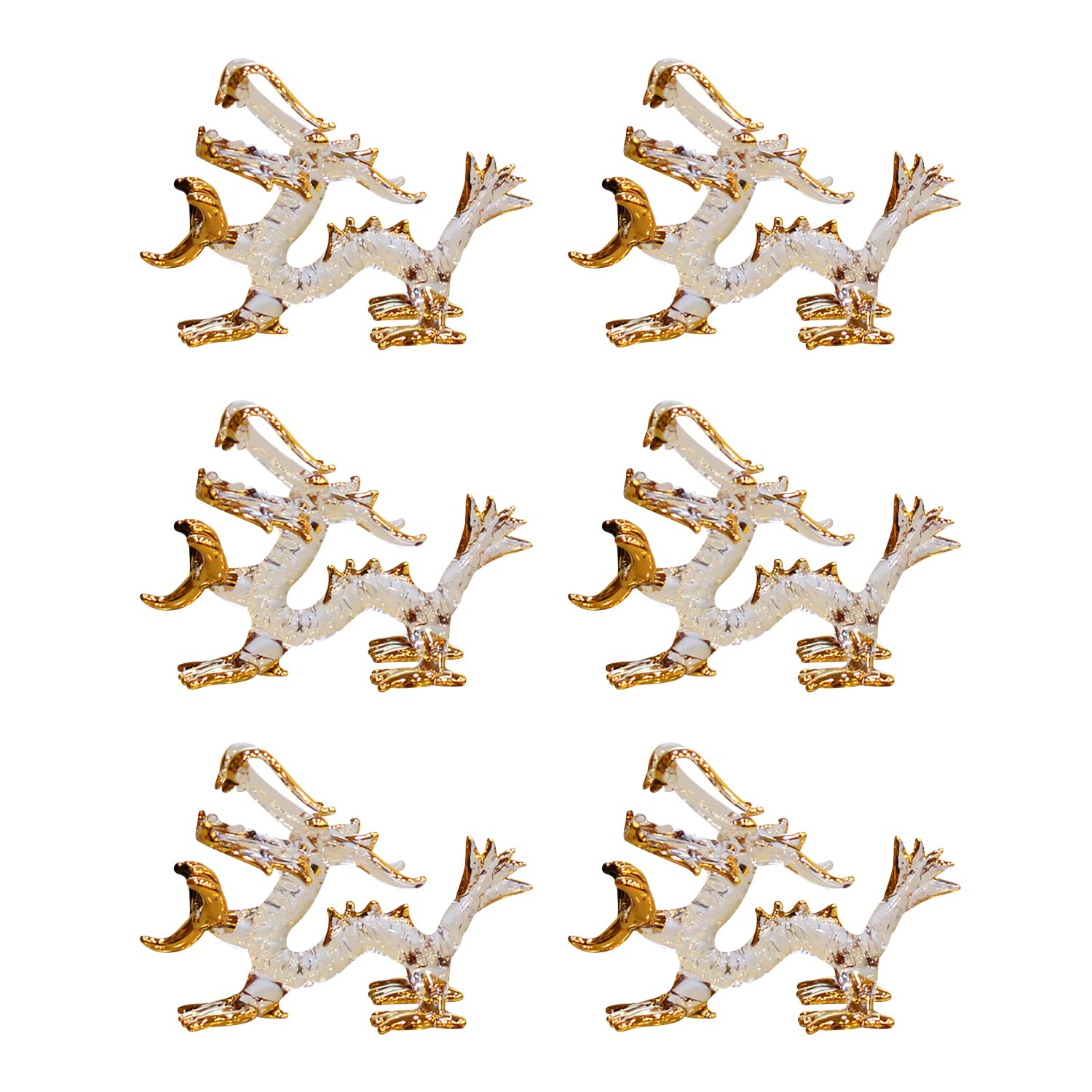 

Четырехпалый императорский дракон из стекла ручной работы Fourcato, 2 дюйма x 6 штук