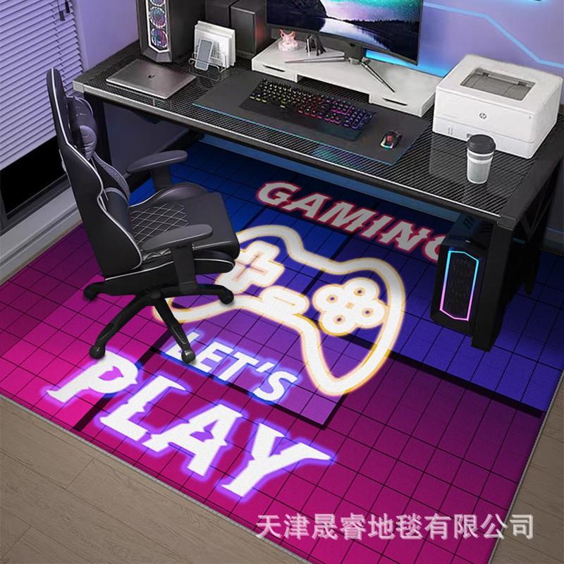 Gaming Room Rug Chair Mat Floor Protection Non-Slip Geometric Crystal Velvet Carpet Living Bedroom Study