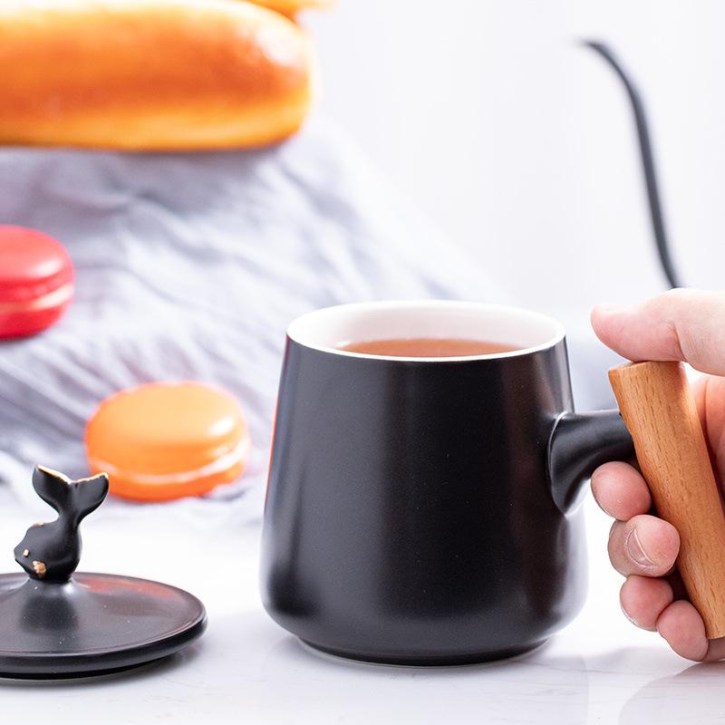 3D Rabbit Wood Handle Mug Cup Mug for Tea Original Mugs Coffee Cups New Year Mugs Thermos Christmas Gift Thermal Thermo Ceramic