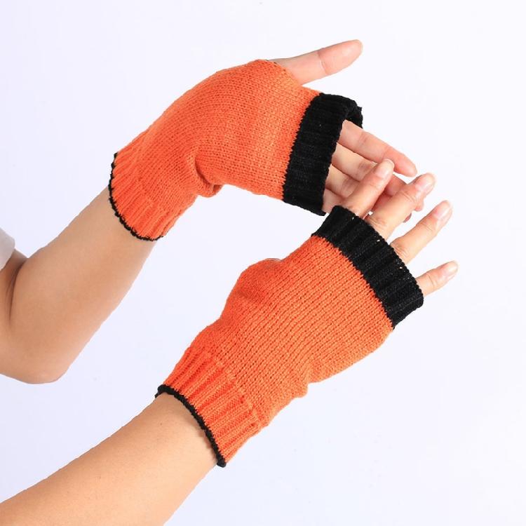Soft Kid Winter Glove Half-finger Knit Color Matching Mitten for Winter Supplies