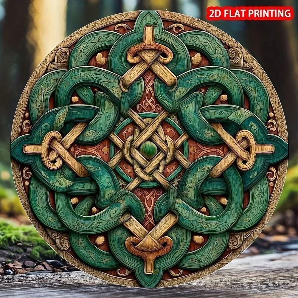 Round Metal Poster, Retro Embossed Viking Shields, Home & Garage Decor