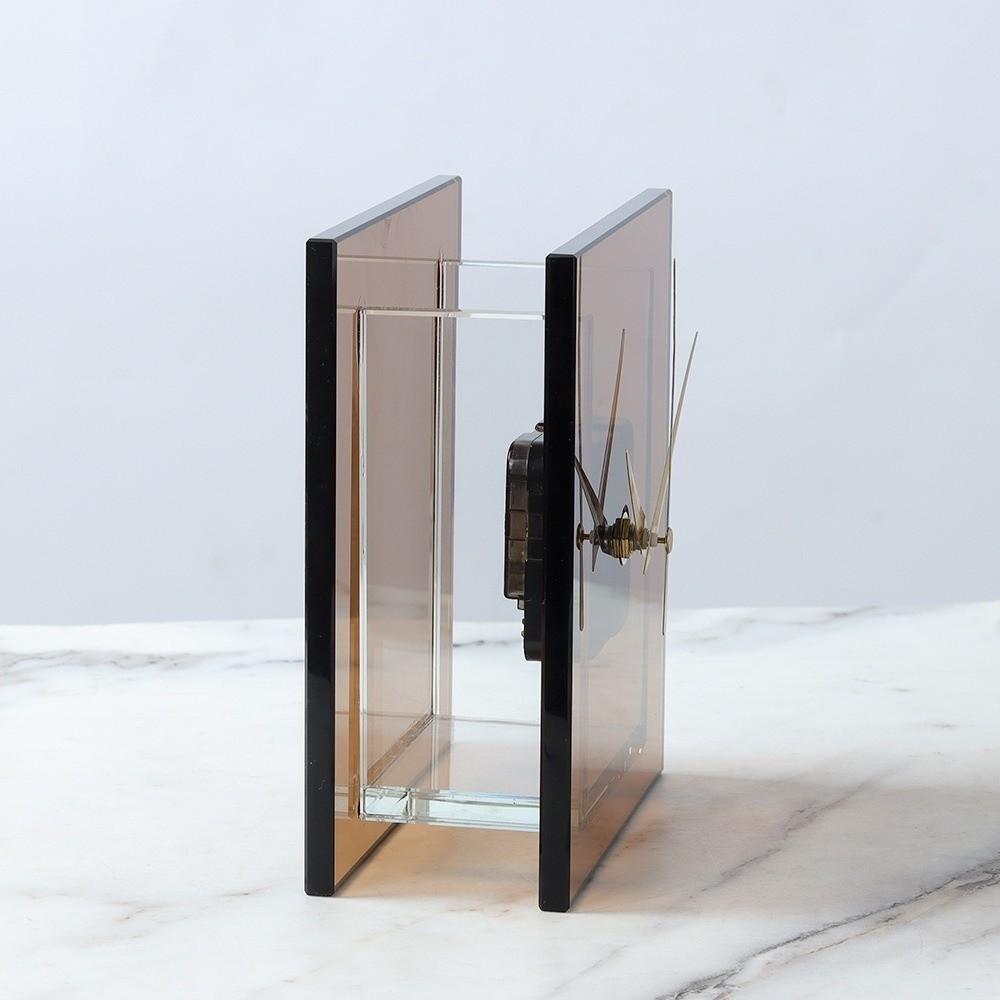 Minimalist Crystal Glass Clock Nordic Style Square Table Clock  Desk Decoration