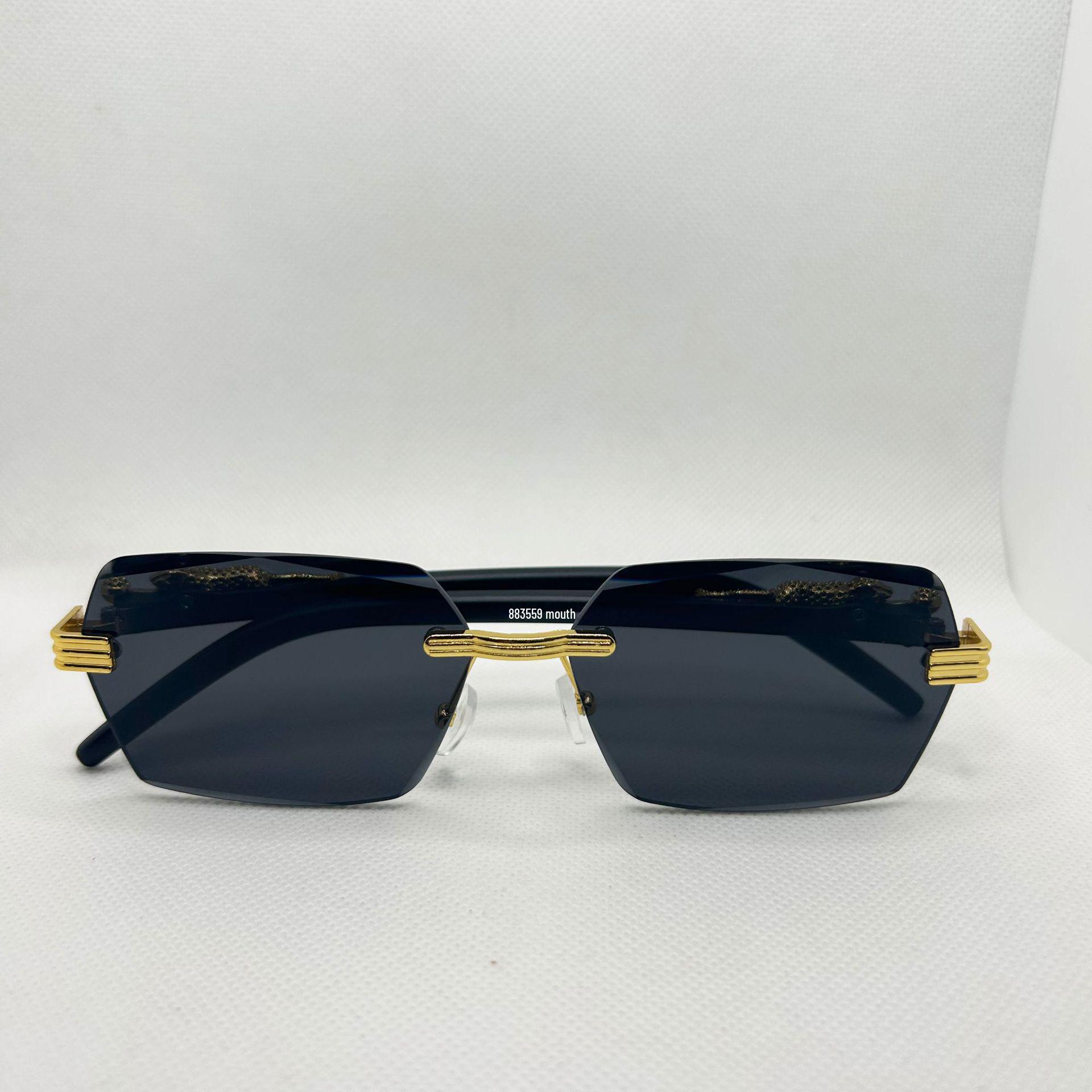 

Трендовые безободковые квадратные солнцезащитные очки для мужчин и женщин: Леопардовый дизайн