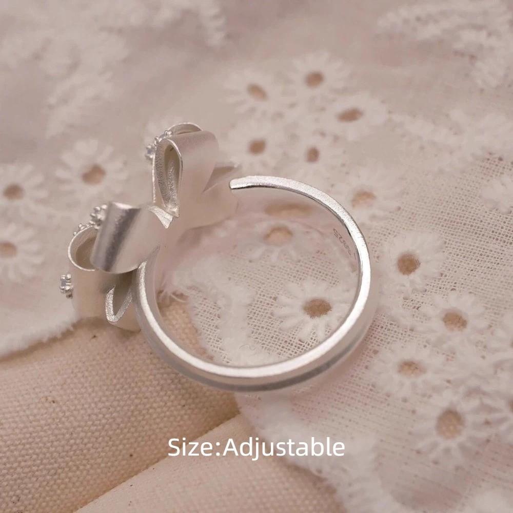 Elegant 3D Finger Rings Opal Stone Adjustable Open Index Ring Bowknot Ring Women