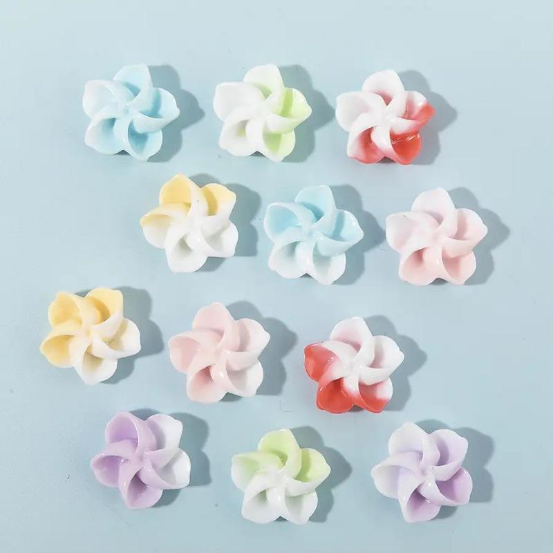 

Gradient Resin Flower Tags Multi-color DIY Jewelry Items for Hair Clips Bracelets Phone Cases Decoration 10pcs