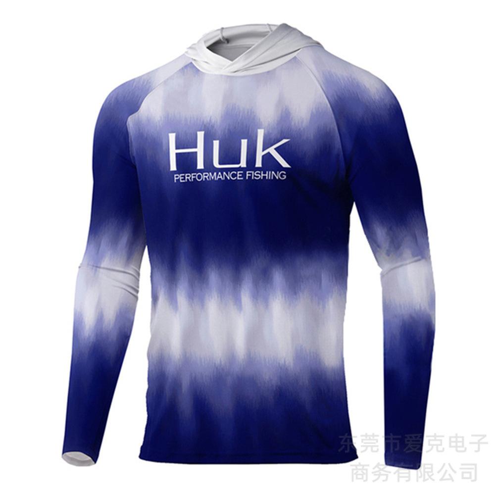 Hooded fishing suit, summer quick-dry long-sleeve men's T-shirt, outdoor sportswear, sun-protection shirt, lure fishing suit, breathable