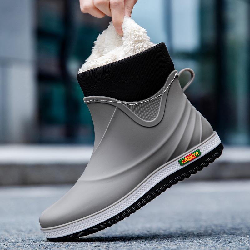 Men s Cross-Border Fashion Non-Slip Warm Cotton Rain Boots 44