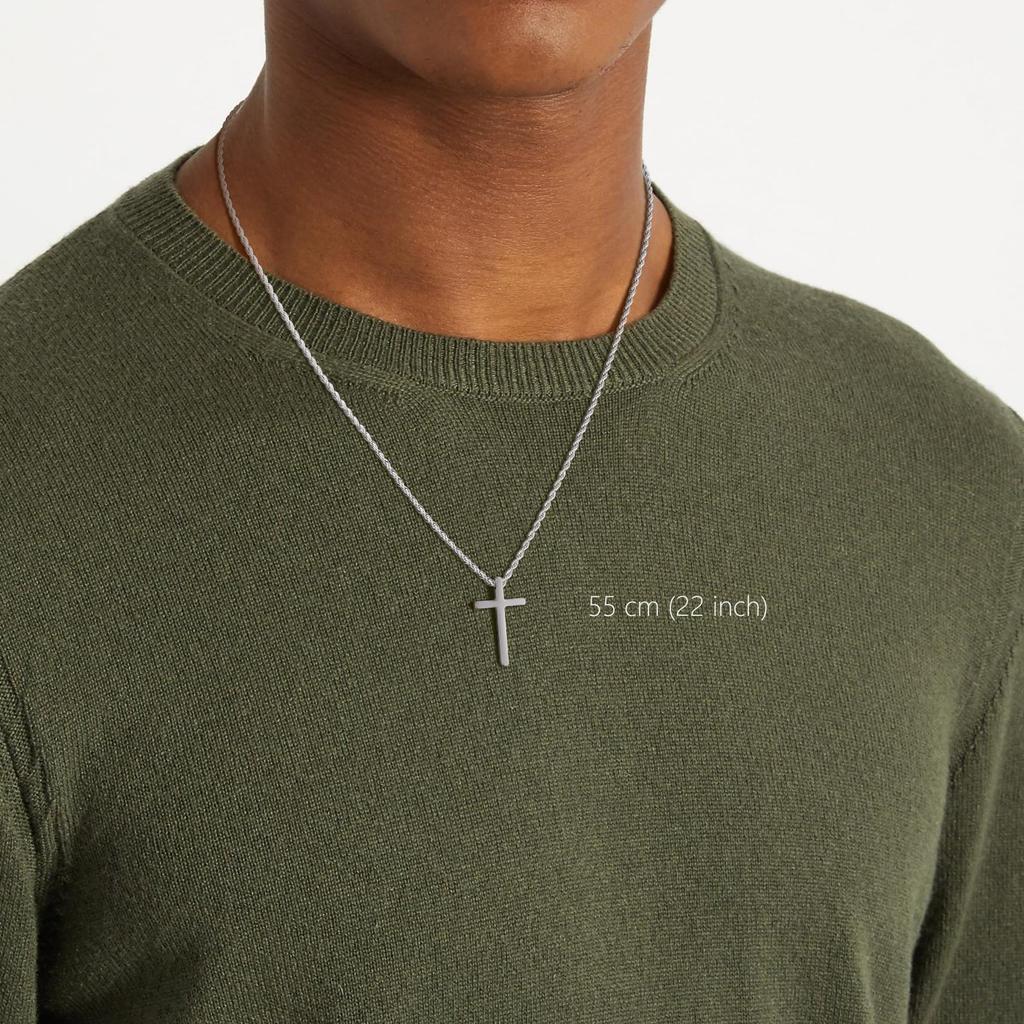 GAVU Christian Stainless Steel Silver Cross Necklace for Men