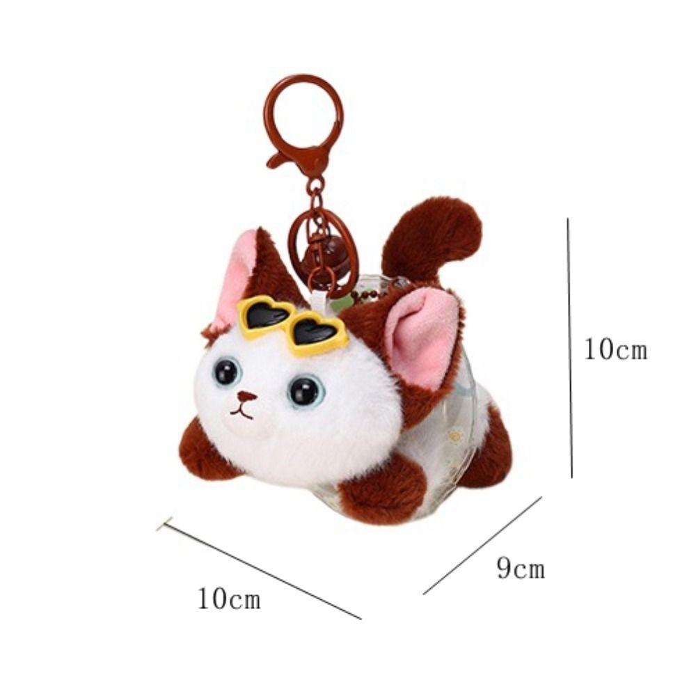 Soft Plush Tail Wagging Keychain Pull String Kitten Doll Pendant Plush Bag Ornament  Birthday Gifts