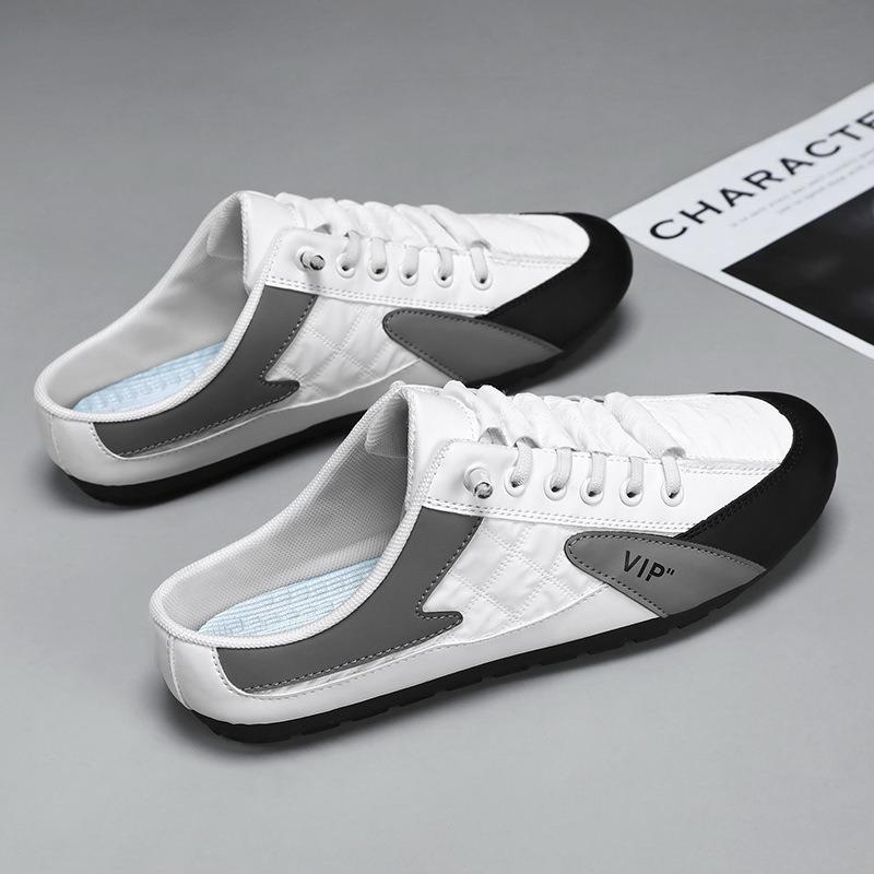 Summer Men's Shoes New Breathable Canvas Shoes Men's Versatile Casual Shoes Lazy One Pedal Half Drag Board Shoes Men