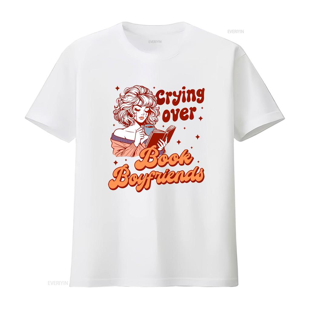 Reading Book Crying Over Boyfriends T Shirt Literary Bookish Lover Reader for Librarian vintage Washed Unisex graphic