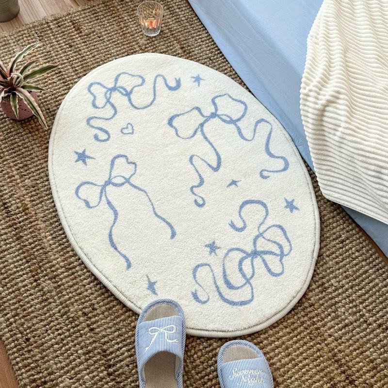 Bow arrangement bedroom room bedside blanket imitation cashmere absorbent floor mat door floor mat round carpet ins wind