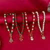Christmas Imitation Pearl Necklace for Women Fashion Santa Claus Snowman Pendant Clavicle Chain Jewelry