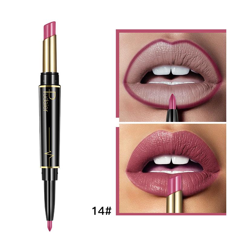 2 IN 1 Lip Liner Lipstick Matte Velvet Natural Nude Lipstick Pencil Highly Pigmented Long Lasting Lip Liner Makeup Cosmetics