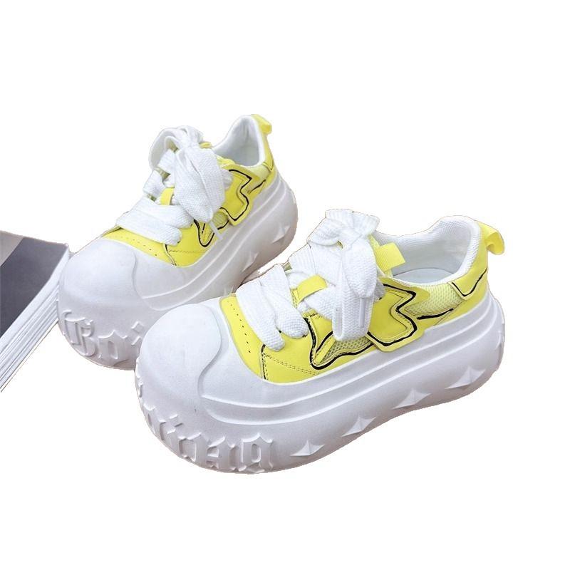 Spring New Fashion Ugly Cute Big Head Little White Shoes Women's Casual Board Shoes Thick Sole Heightening Bread Shoes Tide